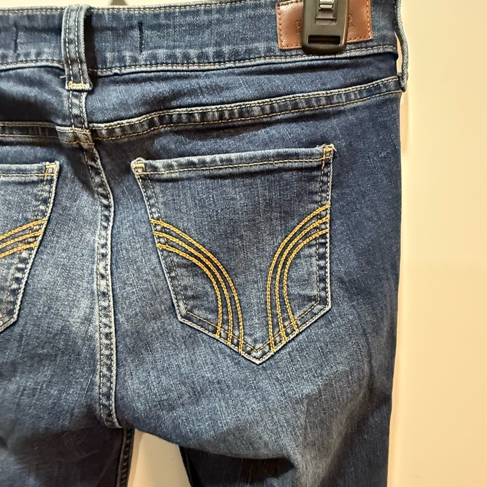 Hollister Dark Blue Distressed Flare Jeans - Picture 10 of 13